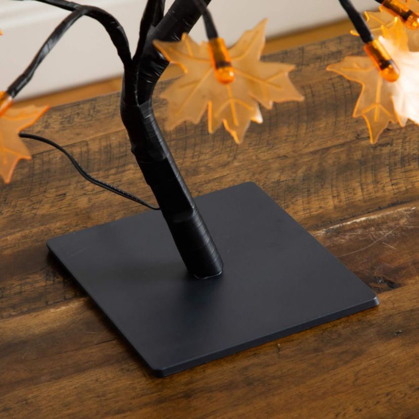 18-Inch Pre-Lit Autumn Artificial Maple Fall Tree with 48 Warm White LED Maple Shaped Lights