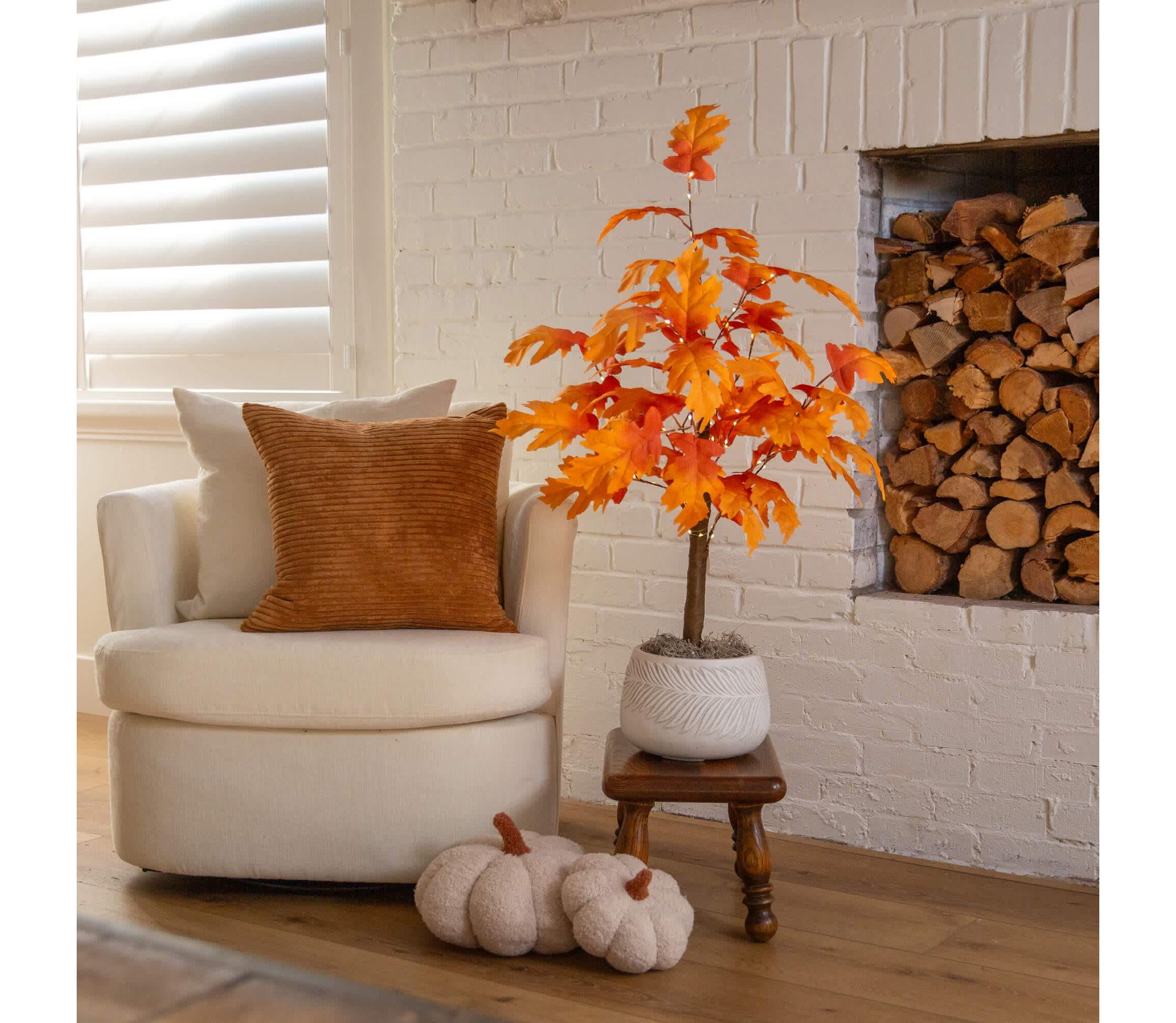 3-Foot Pre-Lit Autumn Maple Artificial Fall Tree with 80 Warm White LED Lights