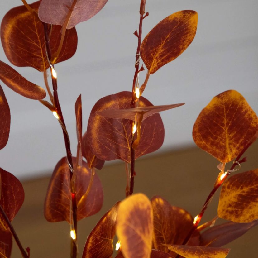 3-Foot Pre-Lit Autumn Eucalyptus Artificial Fall Tree with 80 Warm White LED Lights
