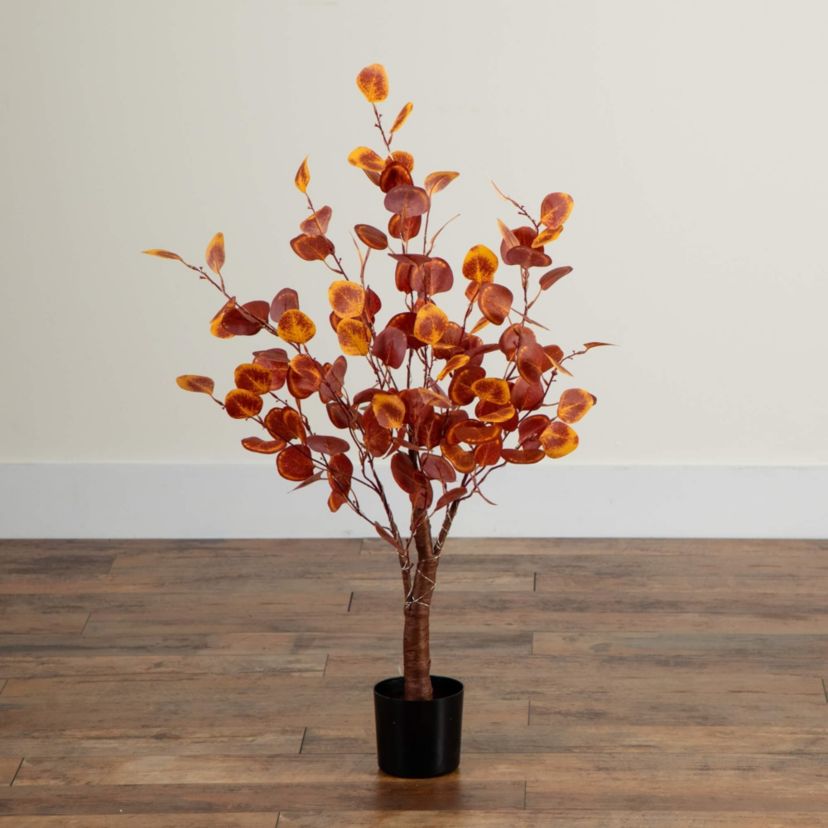 3-Foot Pre-Lit Autumn Eucalyptus Artificial Fall Tree with 80 Warm White LED Lights