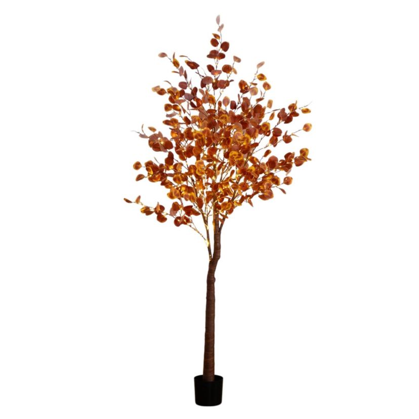 7-Foot Pre-Lit Grand Autumn Eucalyptus Artificial Fall Tree with 420 Warm White LED Lights