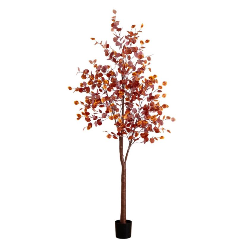 8-Foot Pre-Lit Grand Autumn Eucalyptus Artificial Fall Tree with 540 Warm White LED Lights
