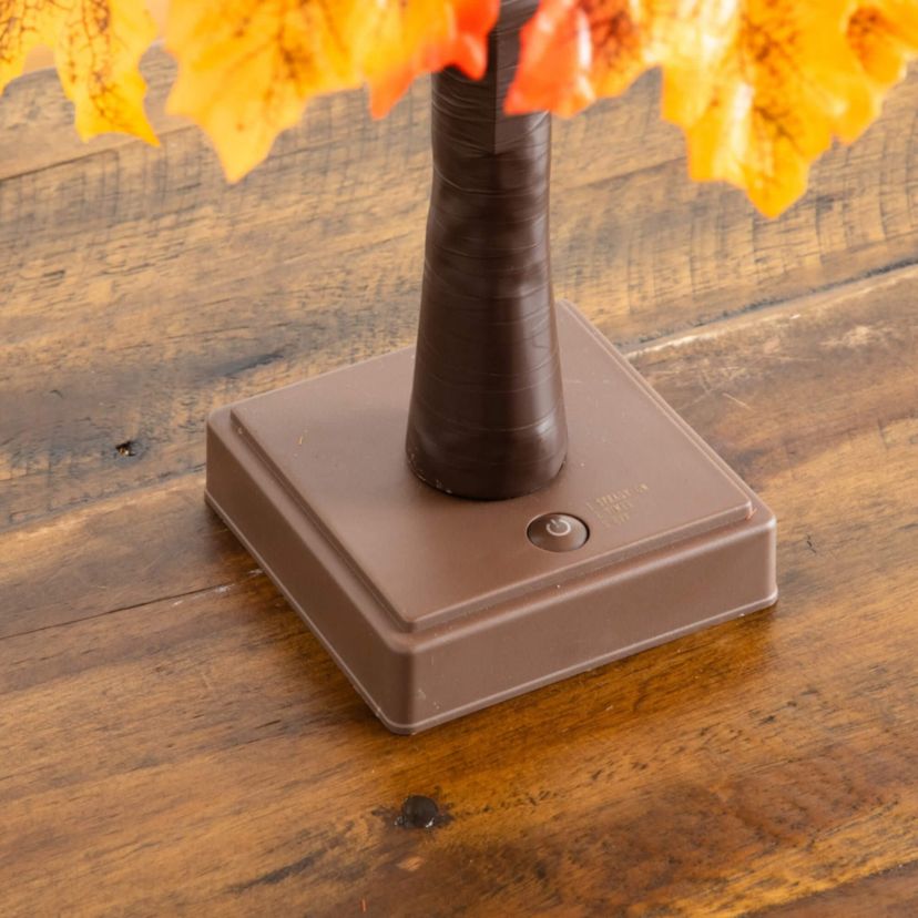 2-Foot Pre-Lit Autumn Maple Artificial Fall Tree with Acorns & Pinecones and 18 Warm White LED Lights