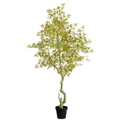 Nearly Natural 7-Foot Autumn Nandina Artificial Fall Tree, Green