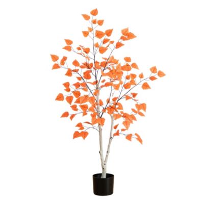 Nearly Natural 4-Foot Autumn Paper Birch Artificial Fall Tree