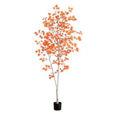 Nearly Natural 7-Foot Autumn Paper Birch Artificial Fall Tree