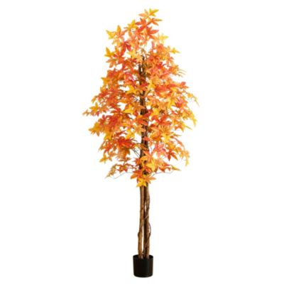Nearly Natural 7-Foot Autumn Deluxe Maple Artificial Fall Tree, Orange