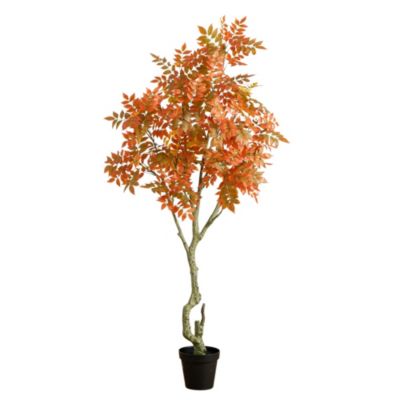 Nearly Natural 7-Foot Autumn Sumac Artificial Fall Tree, Orange