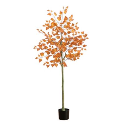 Nearly Natural 5-Foot Autumn Birch Leaf Artificial Fall Tree, Orange