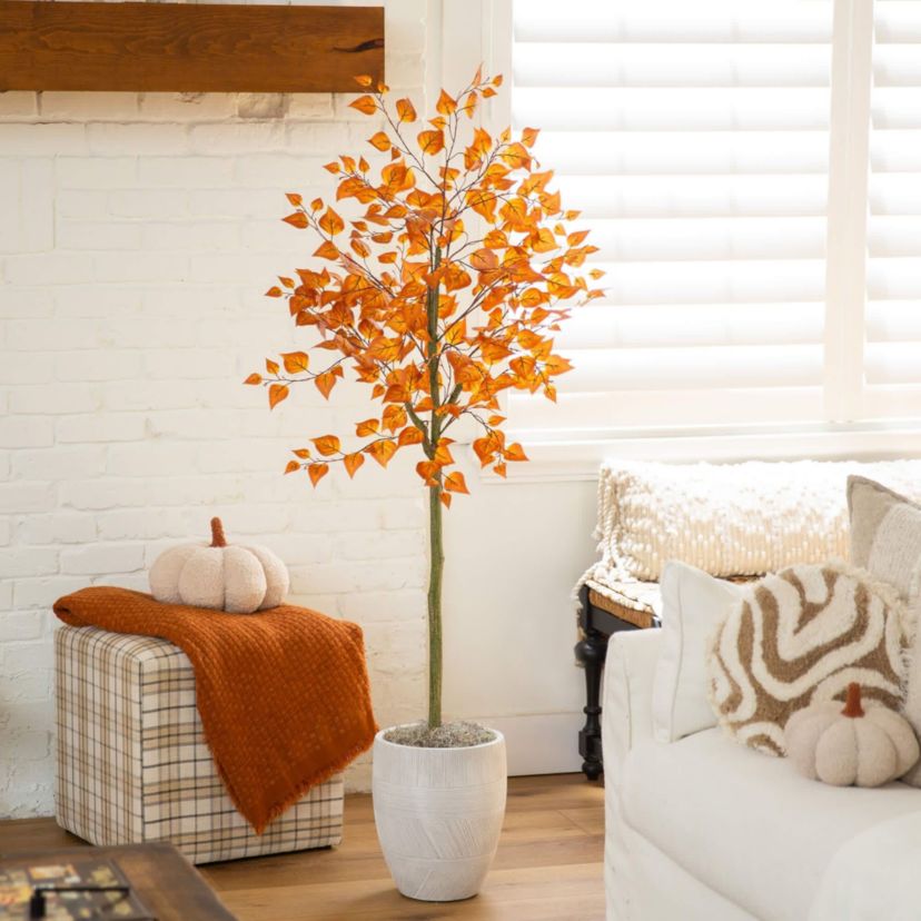 5-Foot Autumn Birch Leaf Artificial Fall Tree