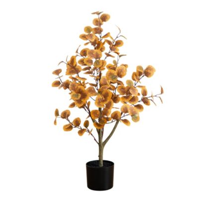 Nearly Natural 3-Foot Autumn Eucalyptus Artificial Tree, Orange