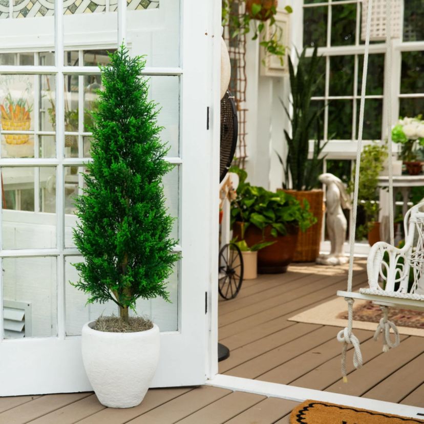 4-Foot UV Resistant Artificial Cypress Tower Tree (Indoor/Outdoor)