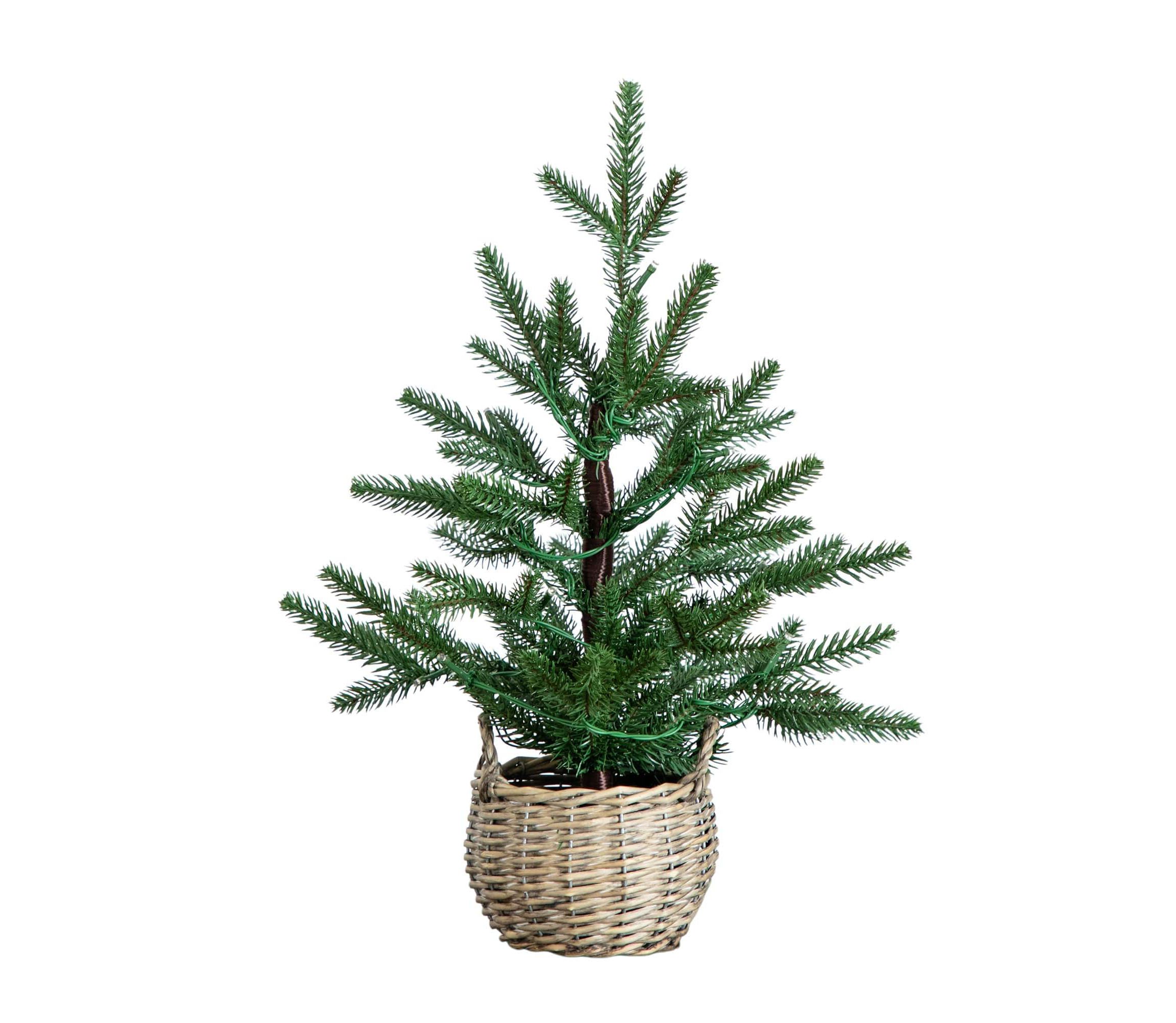1.5-Foot Pre-Lit Artificial Mini Christmas Tree in Basket with 20 Warm White LED Lights
