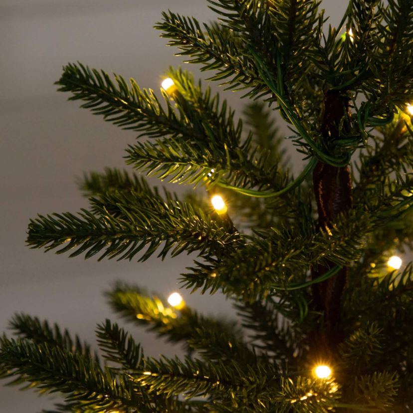 1.5-Foot Pre-Lit Artificial Mini Christmas Tree in Basket with 20 Warm White LED Lights