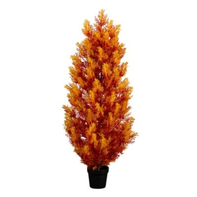 Nearly Natural 4-Foot UV Resistant Autumn Artificial Fall Cedar Tree (Indoor/Outdoor)