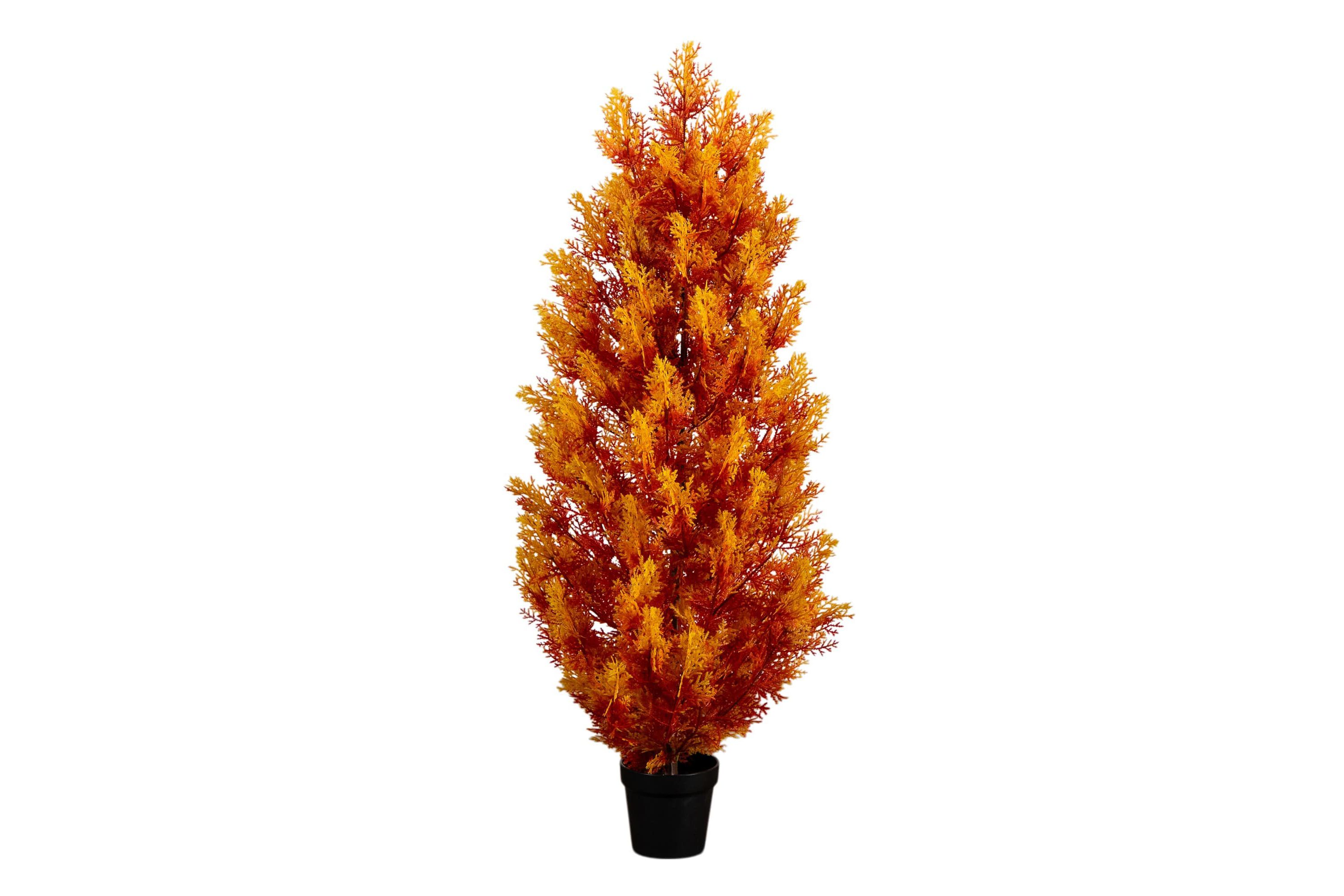 4-Foot UV Resistant Autumn Artificial Fall Cedar Tree (Indoor/Outdoor)