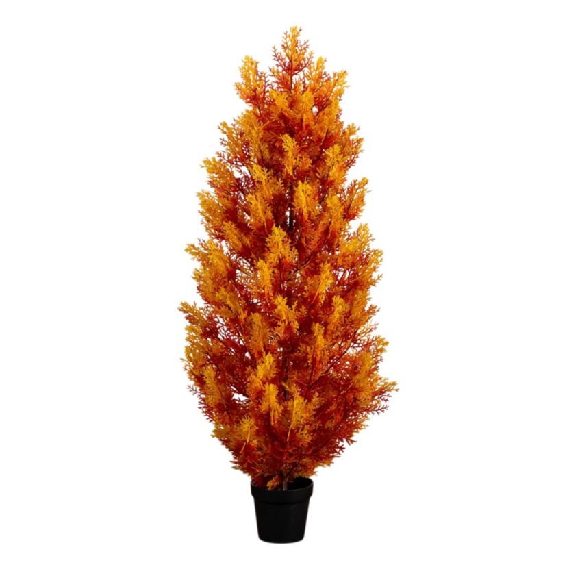 4-Foot UV Resistant Autumn Artificial Fall Cedar Tree (Indoor/Outdoor)