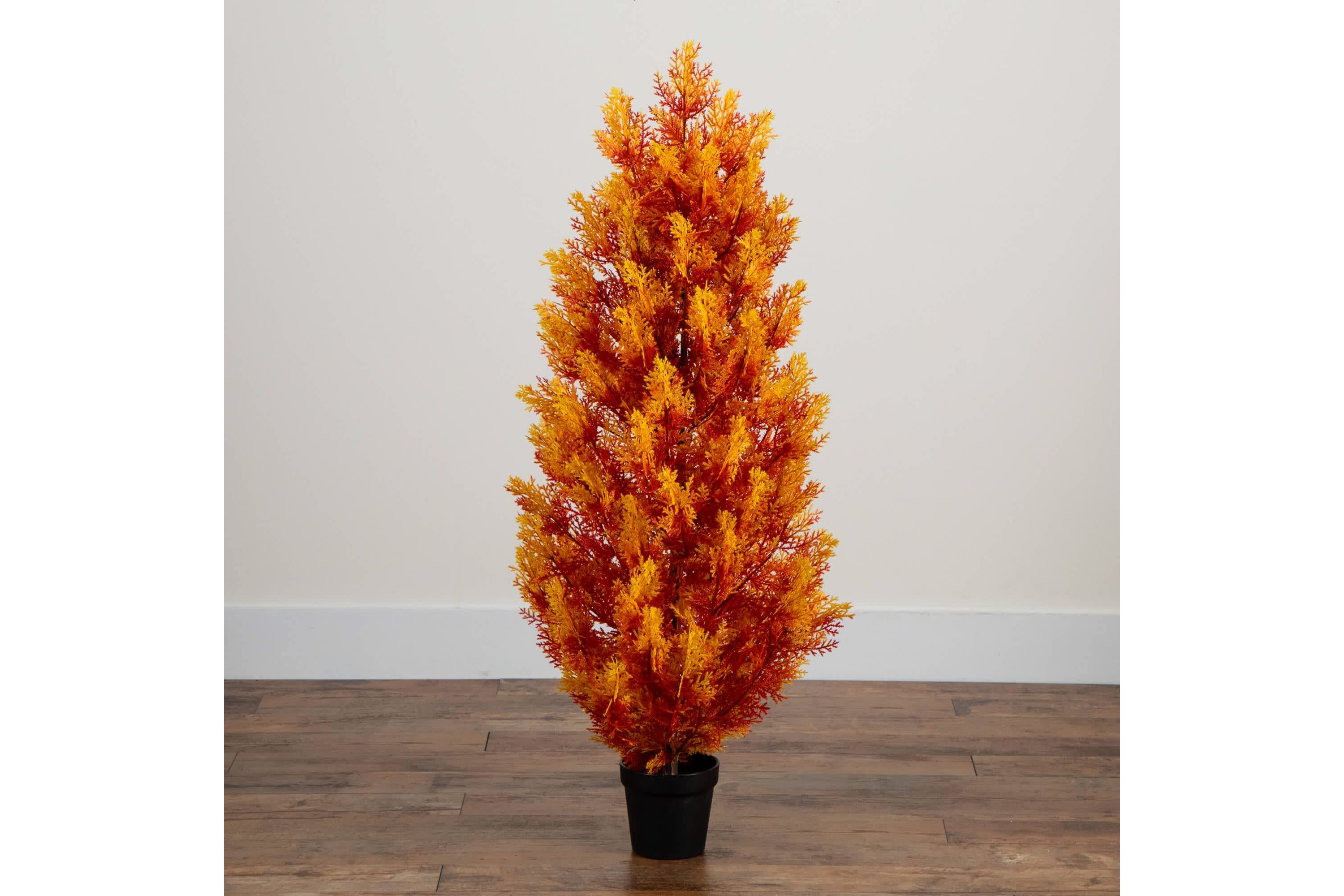 4-Foot UV Resistant Autumn Artificial Fall Cedar Tree (Indoor/Outdoor)