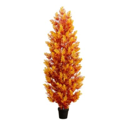 Nearly Natural 5-Foot UV Resistant Autumn Artificial Fall Cedar Tree (Indoor/Outdoor)