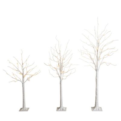 Nearly Natural 4-Foot 5-Foot 6-Foot Pre-Lit Artificial White Birch