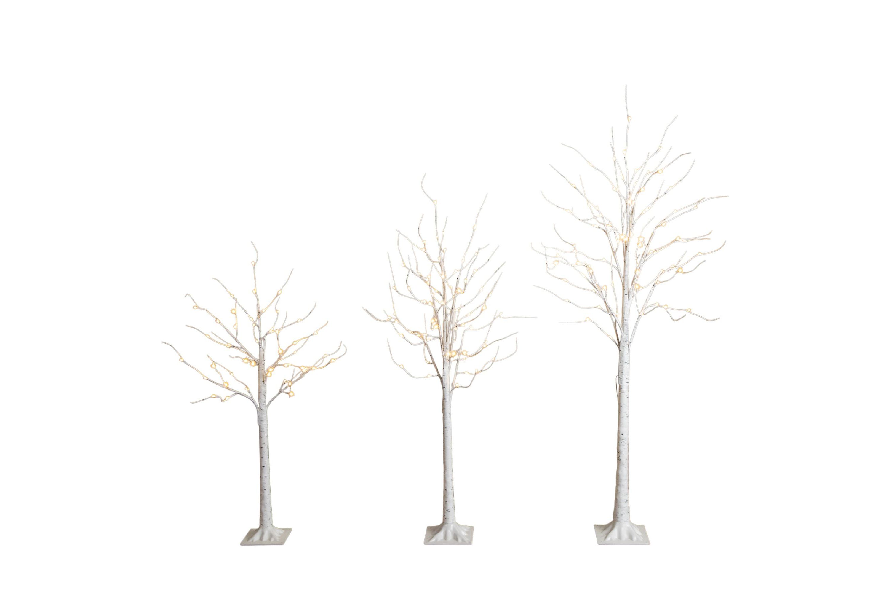 4-Foot 5-Foot 6-Foot Pre-Lit Artificial White Birch Trees - Set of 3