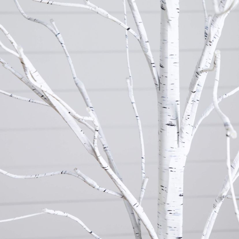 4-Foot 5-Foot 6-Foot Pre-Lit Artificial White Birch Trees - Set of 3