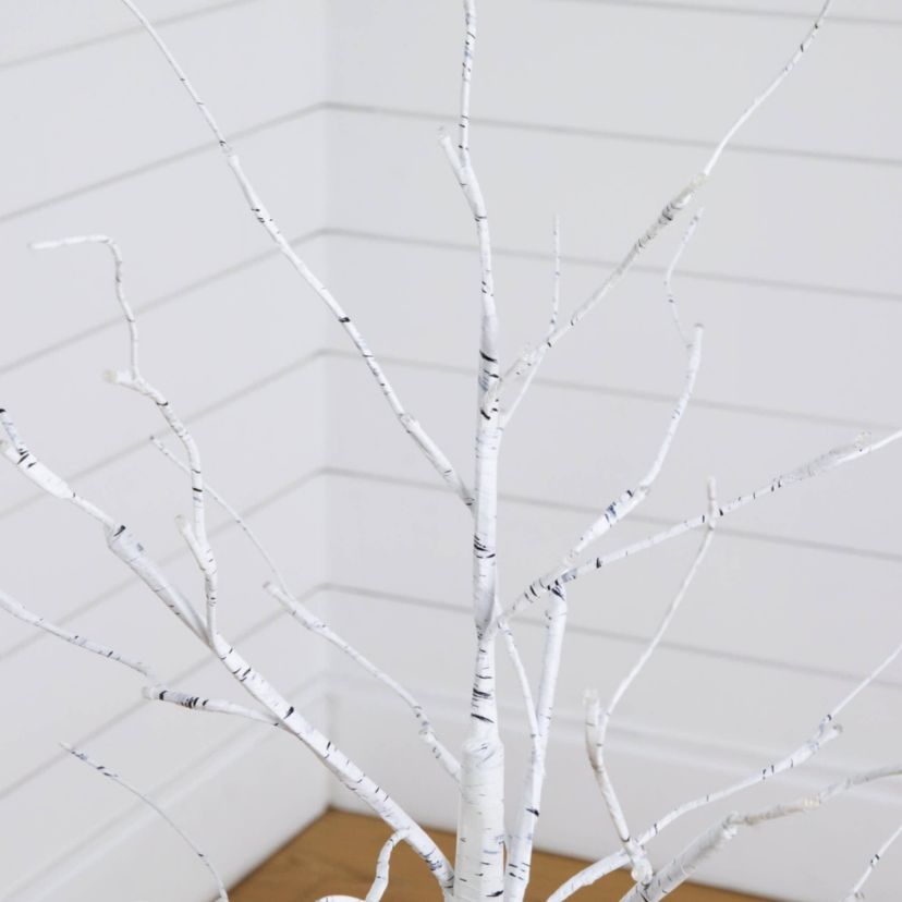 4-Foot 5-Foot 6-Foot Pre-Lit Artificial White Birch Trees - Set of 3