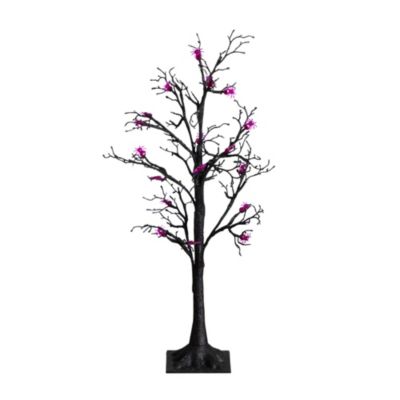 Nearly Natural 3-Foot Pre-Lit Artificial Halloween Spider Twig Tree with 36 Purple LED Lights