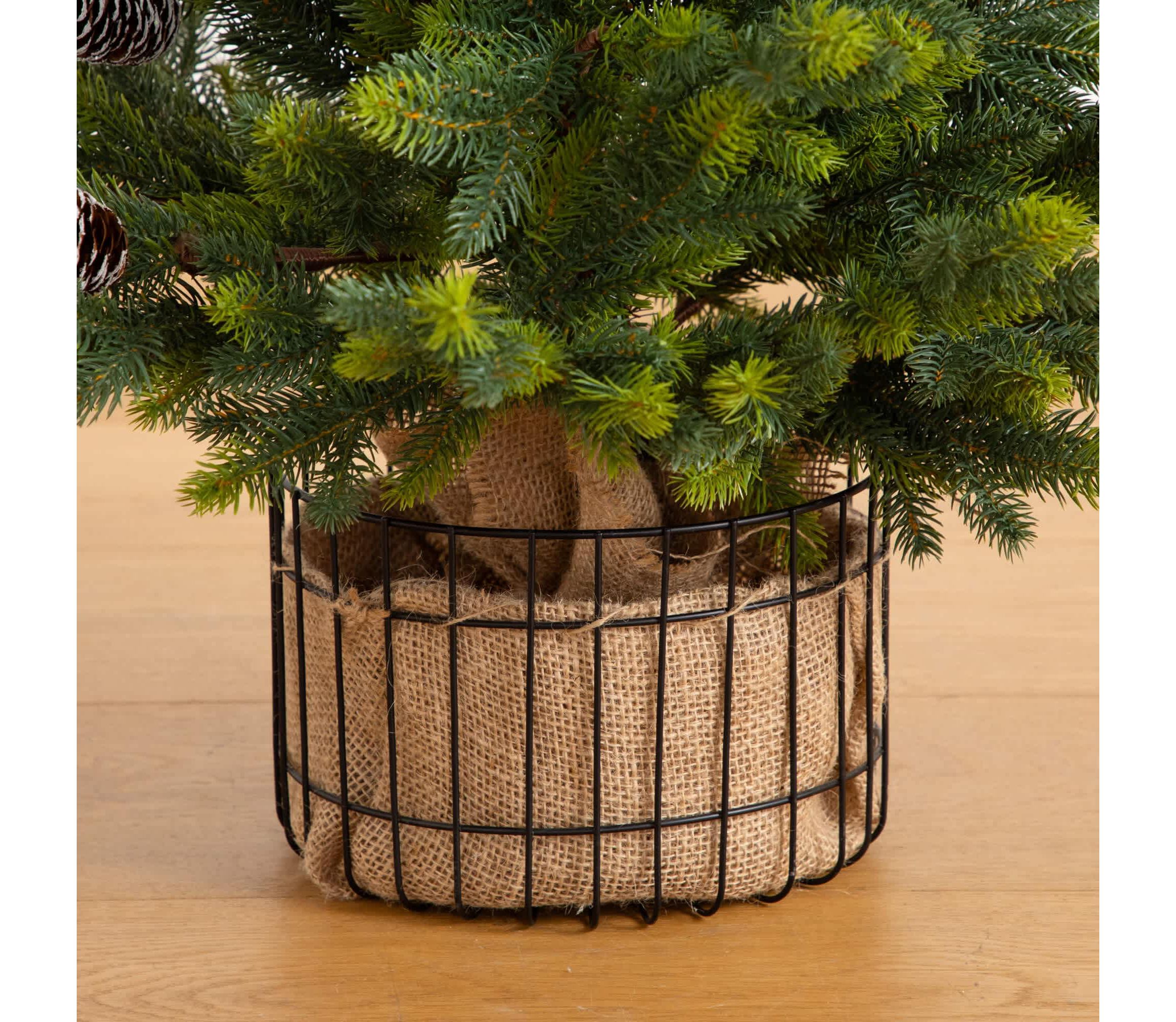 3-Foot Artificial Balsam Fir Christmas Tree with Pine Cones in Jute Wire Planter