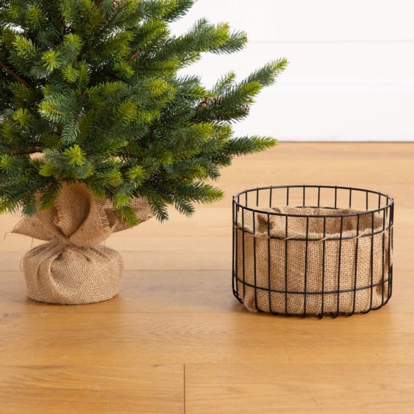 3-Foot Artificial Balsam Fir Christmas Tree with Pine Cones in Jute Wire Planter