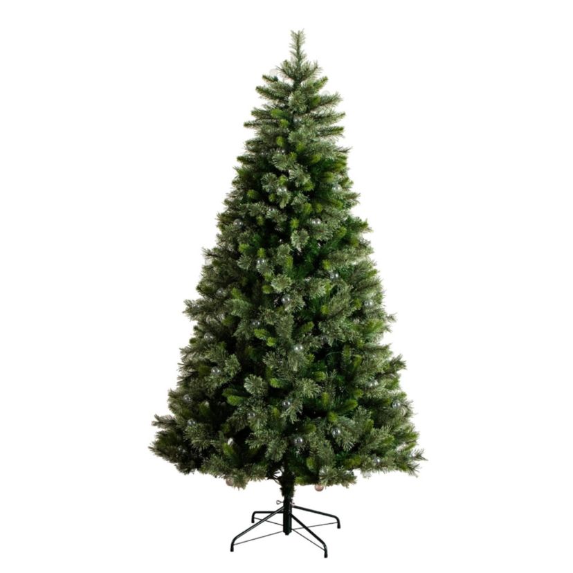 7.5-Foot Artificial Christmas Tree with 450 Warm White Clear Globe Bulbs and LED Lights