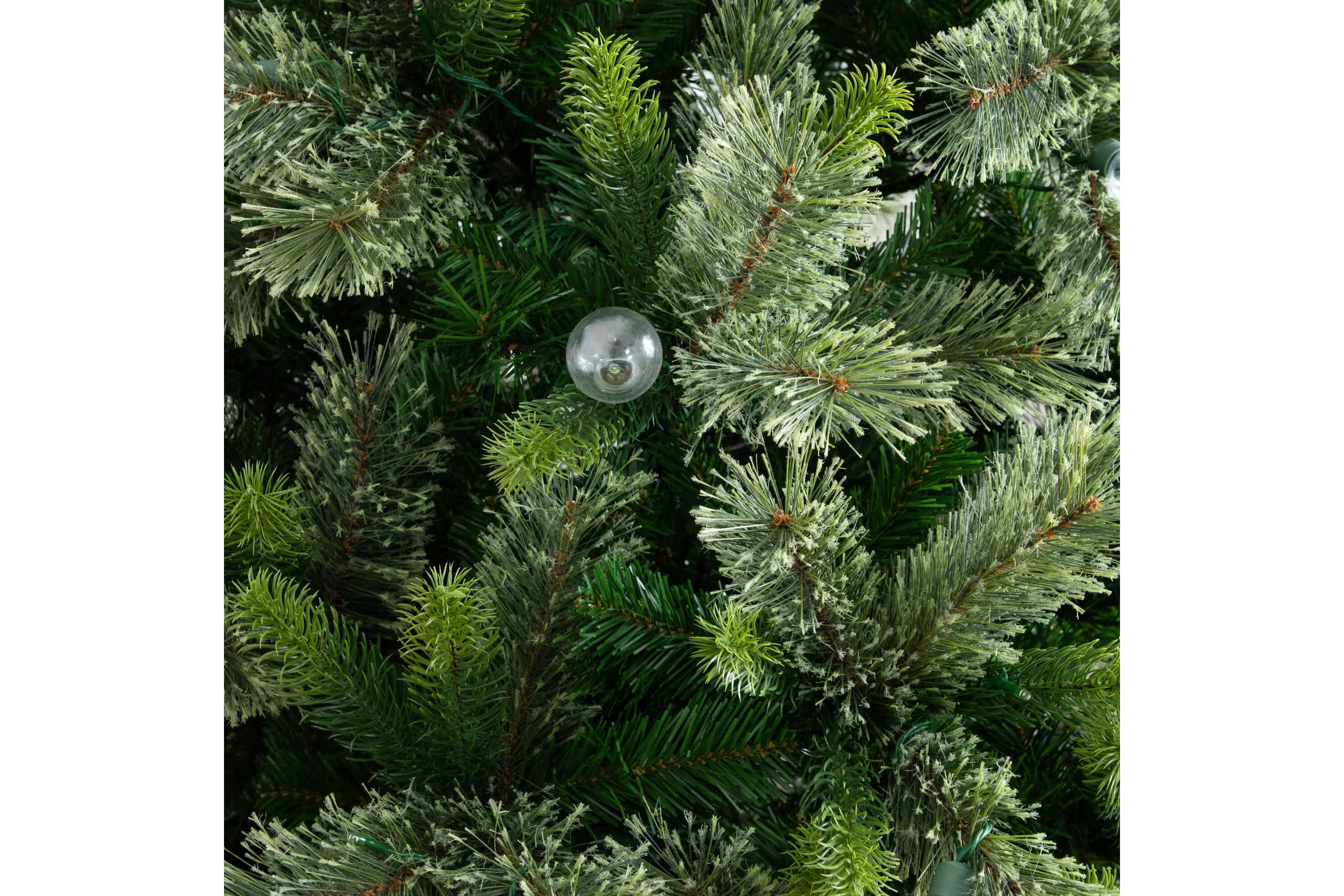 7.5-Foot Artificial Christmas Tree with 450 Warm White Clear Globe Bulbs and LED Lights