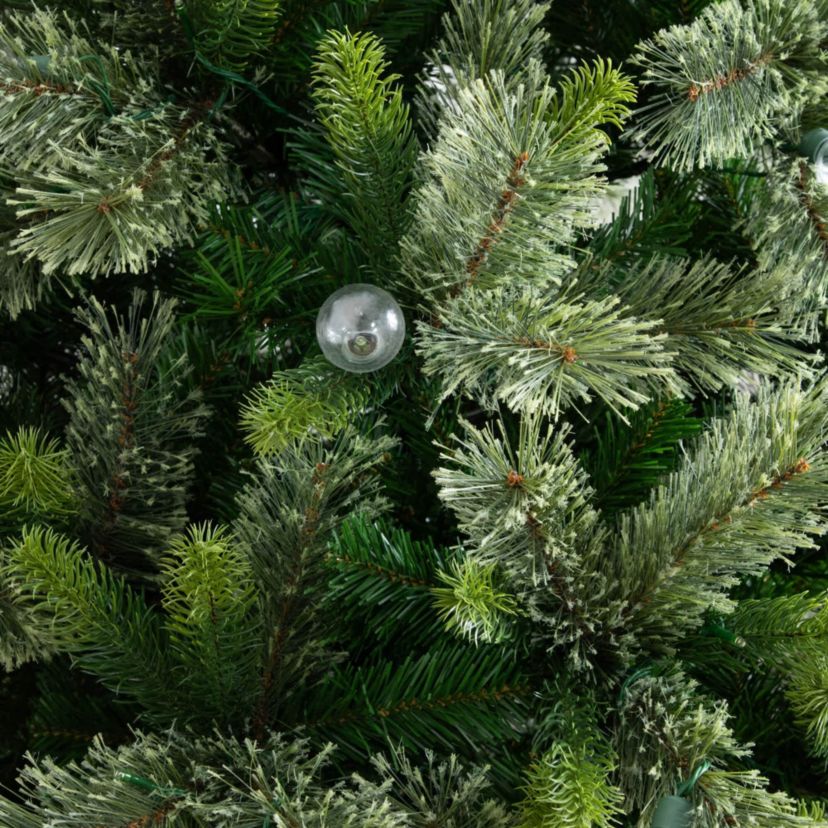 7.5-Foot Artificial Christmas Tree with 450 Warm White Clear Globe Bulbs and LED Lights