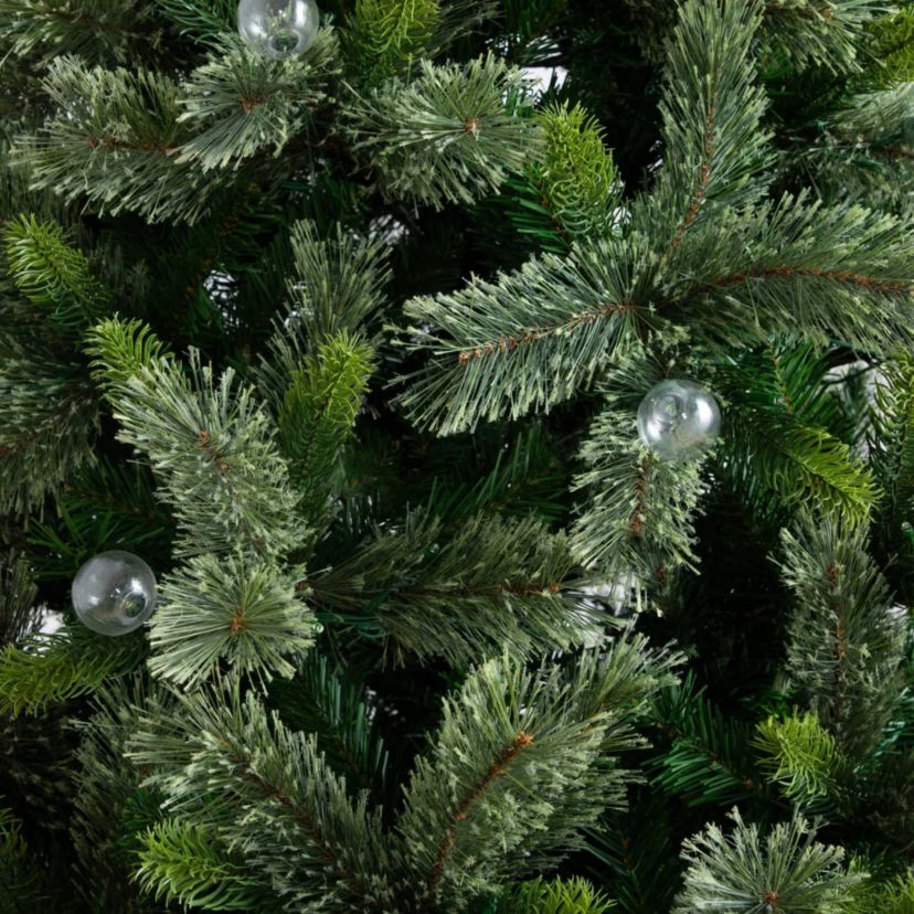 7.5-Foot Artificial Christmas Tree with 450 Warm White Clear Globe Bulbs and LED Lights