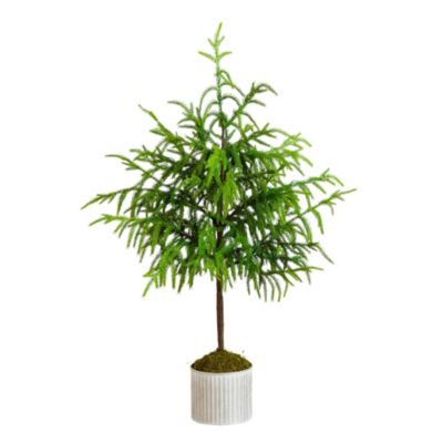 Nearly Natural 3-Foot Artificial Real Touch Norfolk Island Pine in Metal Tin Planter with Natural Look, Green