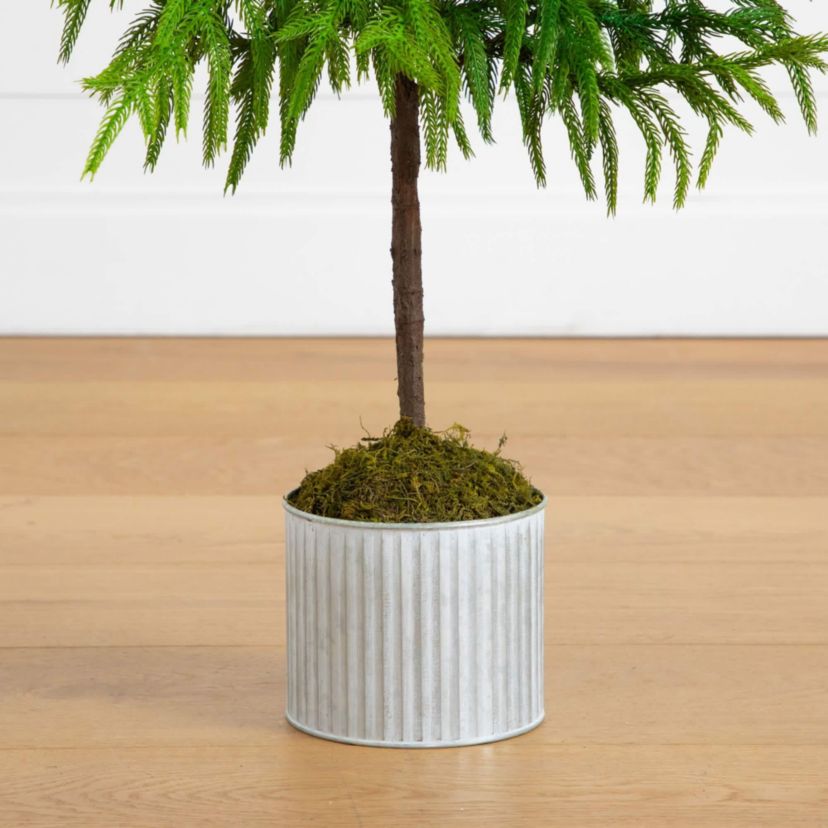 3-Foot Artificial Real Touch Norfolk Island Pine in Metal Tin Planter with Natural Look