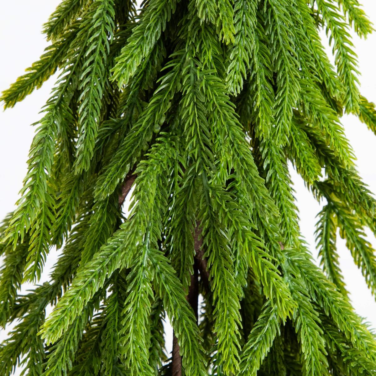 20-Inch Artificial Real Touch Down Swept Norfolk Island Pine in Christmas Tin Metal Planter with Natural Look