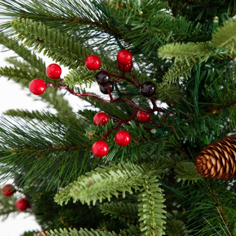 Pre-Lit Artificial Christmas Holiday 5 Piece Bundle with Pinecones & Berries - Set of 2 5-Foot Christmas Trees, 24-Inch Wreath and set of 2 9-Foot Garlands