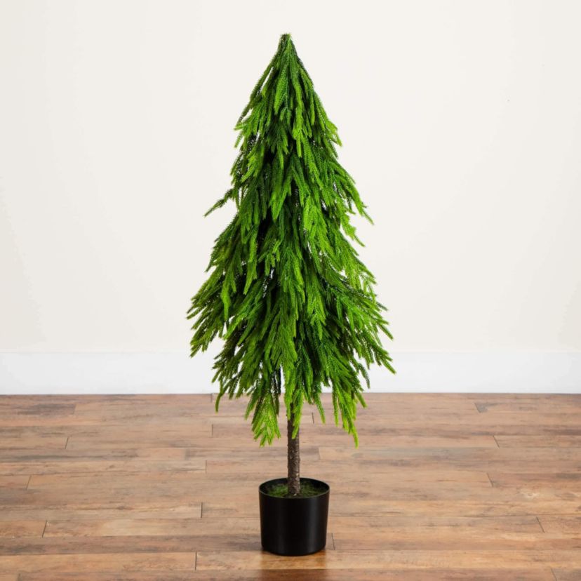 4-Foot Artificial Real Touch Down Swept Norfolk Pine Tree with Natural Look