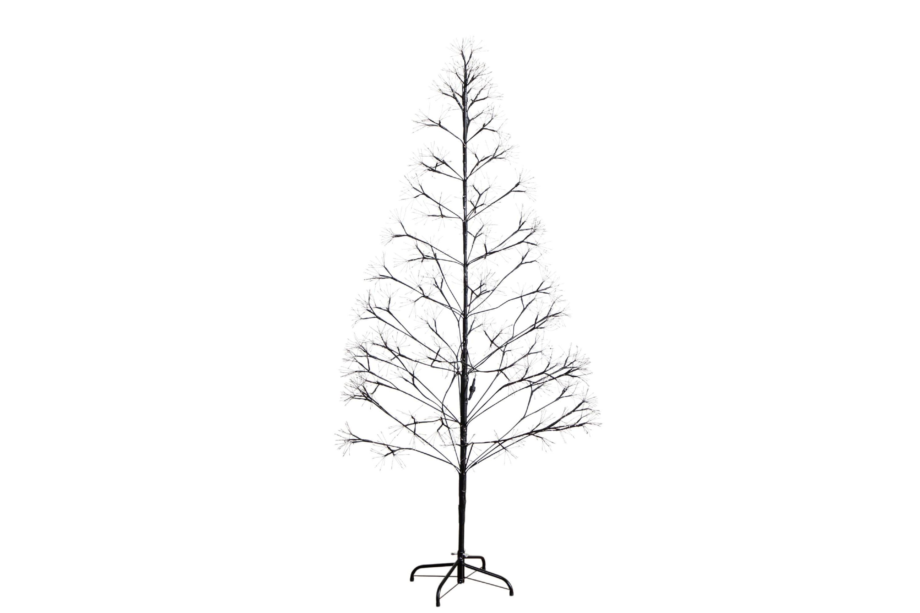 6-Foot Pre-Lit Artificial Halloween Black Starburst Tree with 1680 Fairy Warm White LED Lights