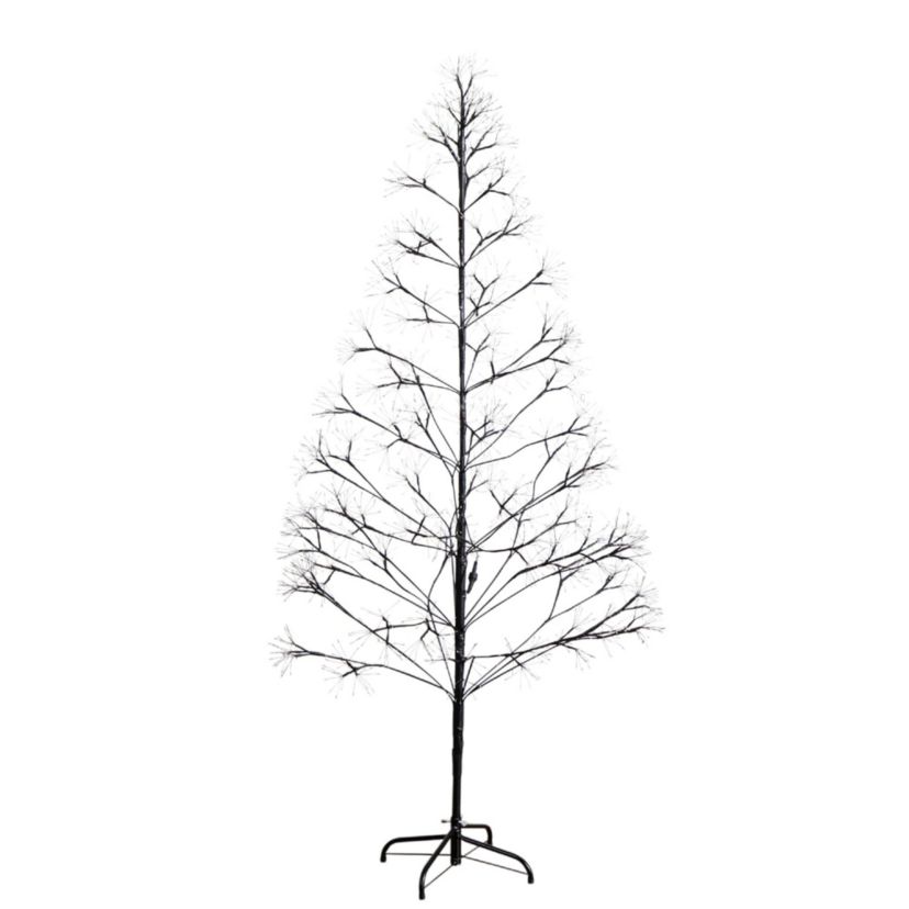 6-Foot Pre-Lit Artificial Halloween Black Starburst Tree with 1680 Fairy Warm White LED Lights