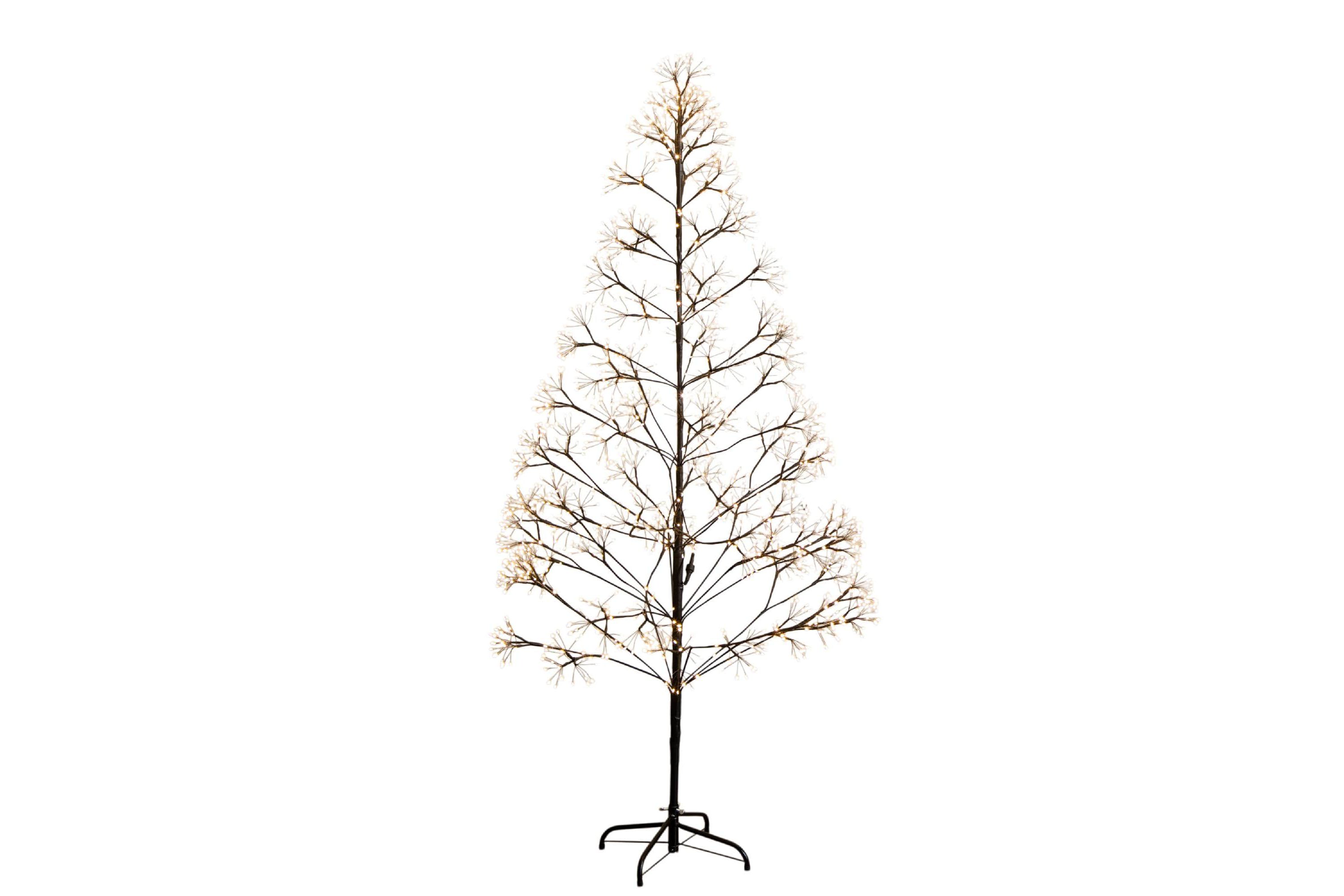 6-Foot Pre-Lit Artificial Halloween Black Starburst Tree with 1680 Fairy Warm White LED Lights