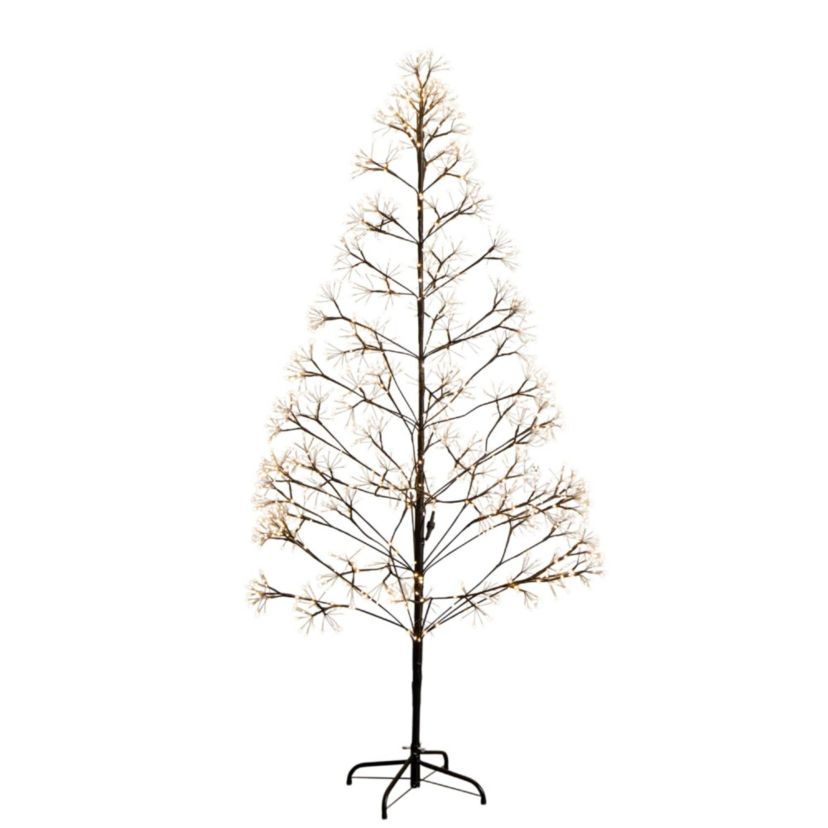 6-Foot Pre-Lit Artificial Halloween Black Starburst Tree with 1680 Fairy Warm White LED Lights