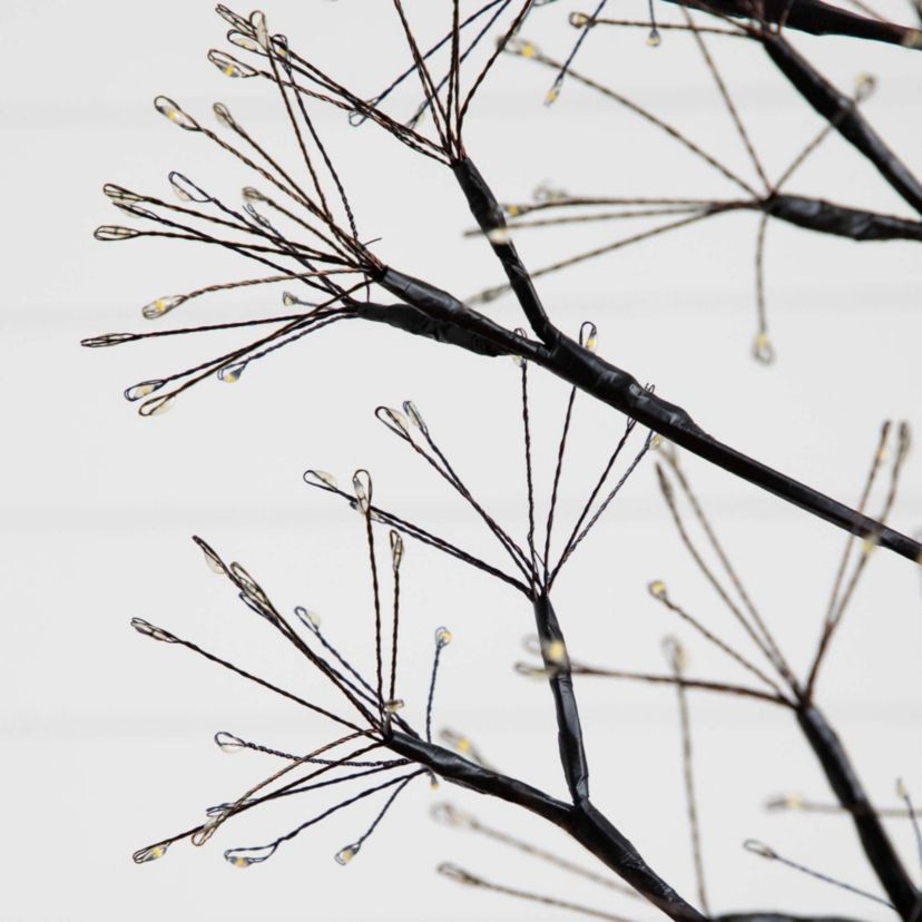 6-Foot Pre-Lit Artificial Halloween Black Starburst Tree with 1680 Fairy Warm White LED Lights