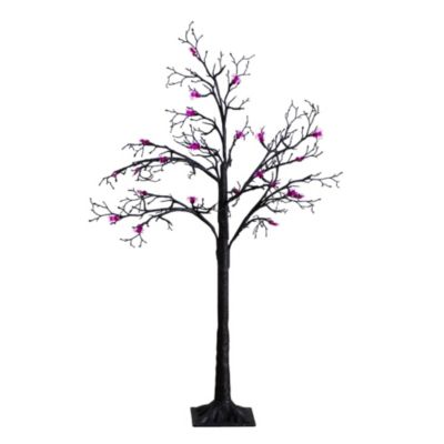 Nearly Natural 4-Foot Pre-Lit Artificial Halloween Spider Twig Tree with 48 Purple LED Lights