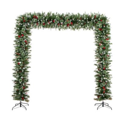 Nearly Natural 8-Foot Artificial Holiday Green Christmas Pine Archway with Pinecones and Berries