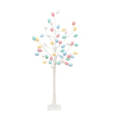 Nearly Natural 4-Foot Pre-Lit Artificial Easter Twig Tree with 48 Egg Shaped LED Ornaments
