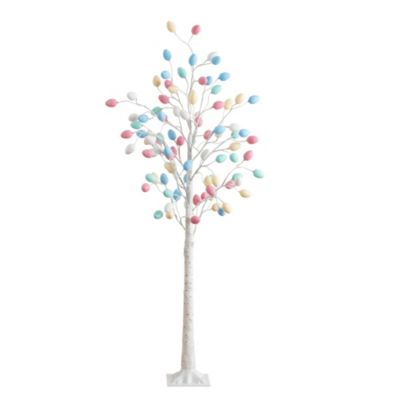 Nearly Natural 6-Foot Pre-Lit Artificial Easter Twig Tree with 96 Egg Shaped LED Ornaments