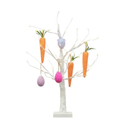 Nearly Natural 2-Foot Pre-Lit Artificial Easter Egg and Carrots Ornament Twig Tree with 24 Warm White LED Lights