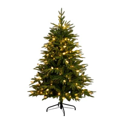 Nearly Natural 5-Foot Pre-Lit Artificial Luxembourg Pine Christmas Tree with 170 Multicolored Traditional Bulb LED Lights